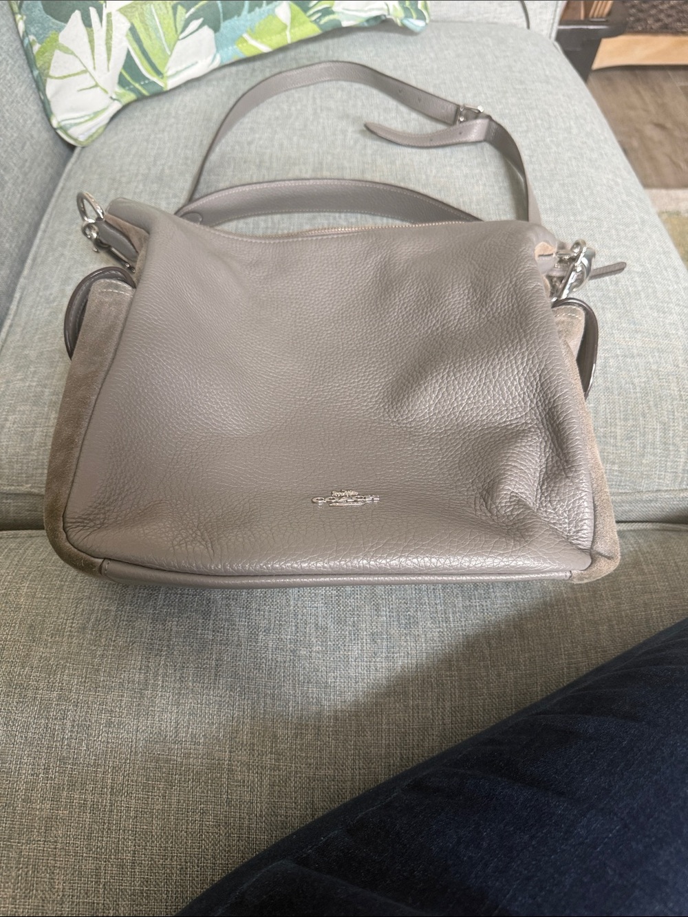 Coach Pebbled Leather Shoulder/Crossbody Bag in Gray